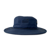 Front view of Navy Out There Brim Hat overlaid a white background