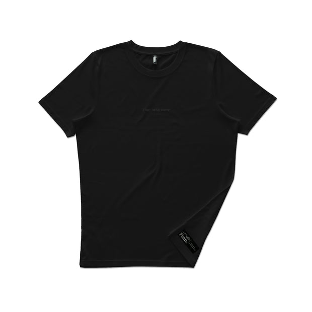 Black printed Out There Organic Tee overlaid a white background.