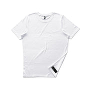 White Out There Organic Tee overlaid a white background.
