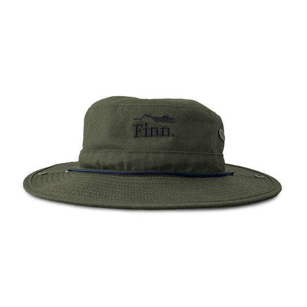 Squad Green Out There Brim Hat overlaid white background.